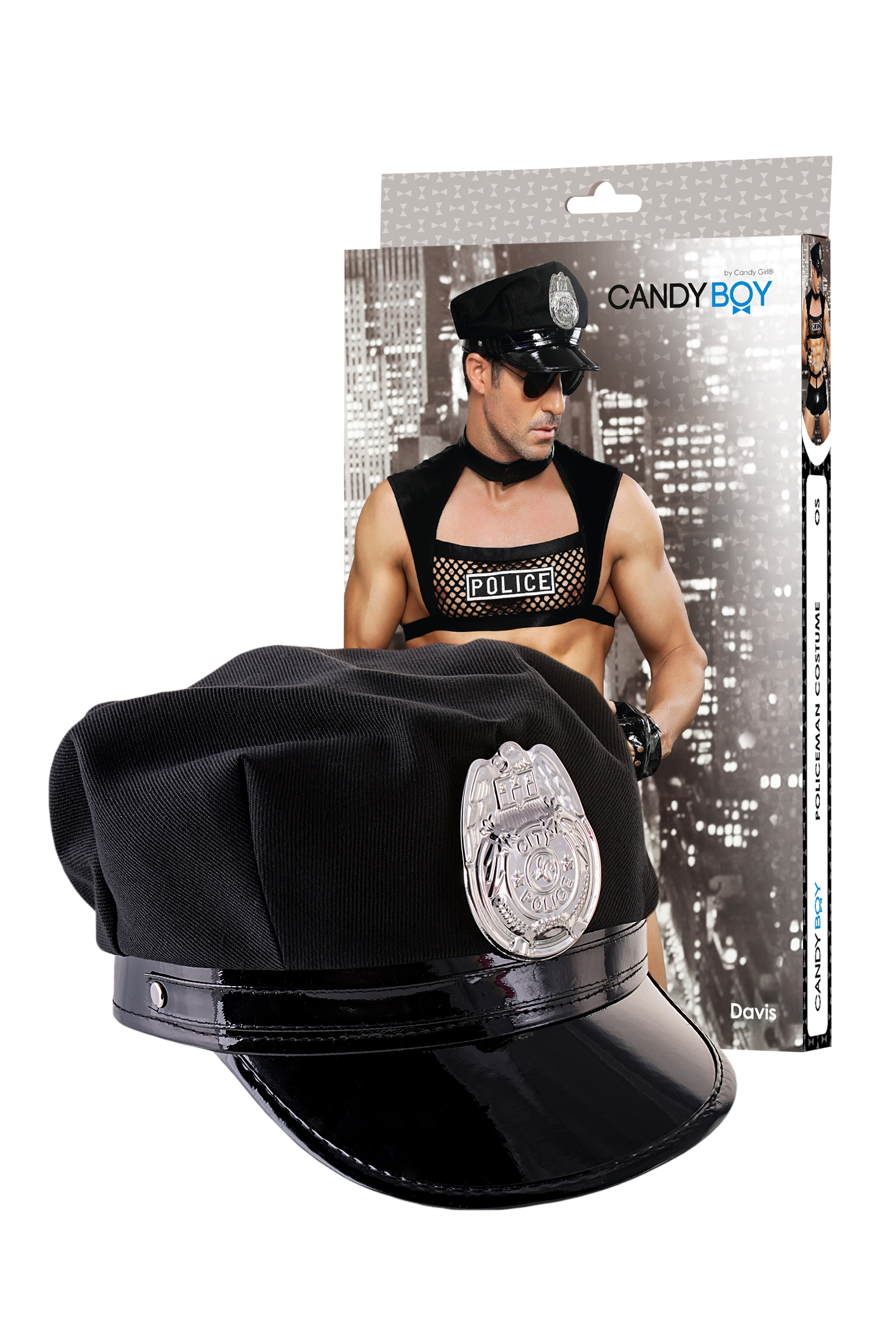 Костюм полицейского Candy Boy Davis, черный, OS. Фото N6